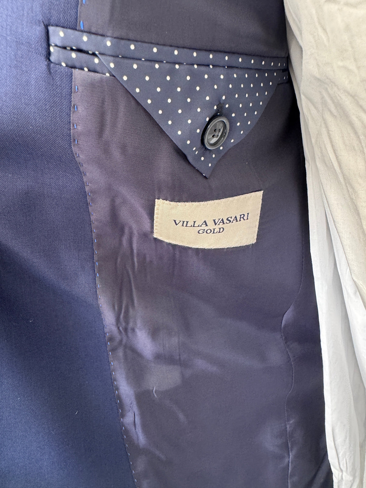 Blazer Villa Vasari Gold – etichetta interna e fodera a pois