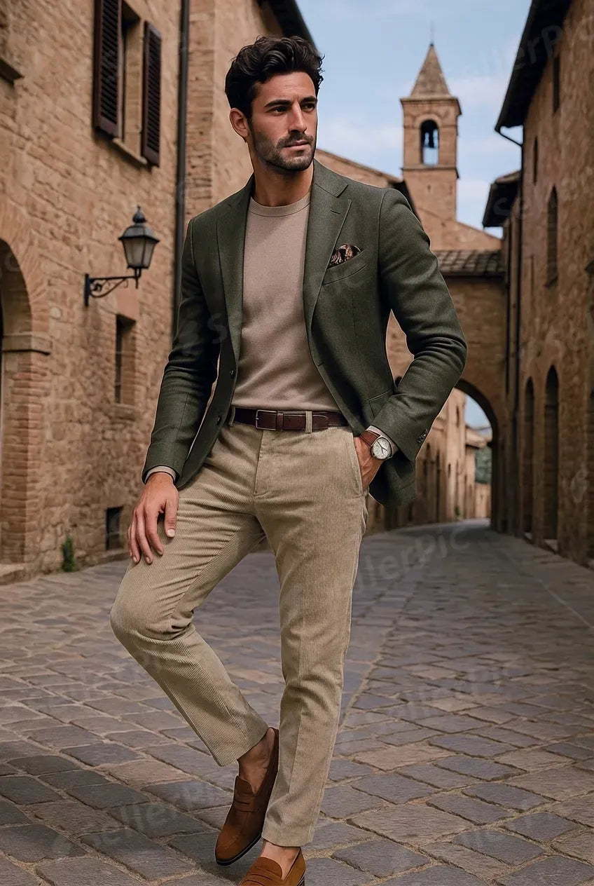 Pantaloni Uomo Velluto Coste Blu Navy Tg 46-62 - Stretch Comodi